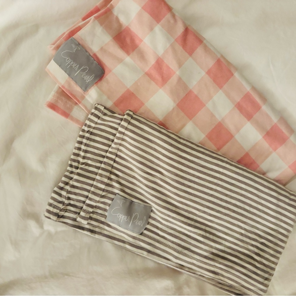 Copper Pearl Women’s Nursing Cover Set — Pink Gingham & Gray Stripe